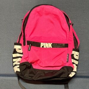 PINK Victoria's Secret Hot Pink and Black Backpack